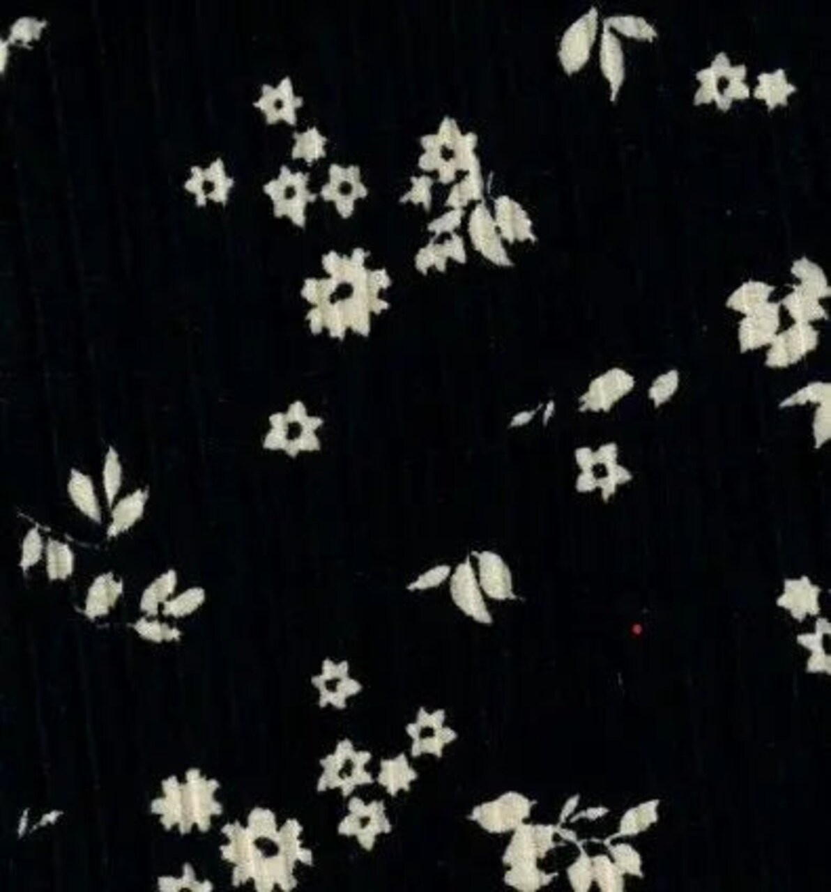 1 Yard Black Ditsy Floral Print 8x3 Yummy Rib Knit Fabric Soft Stretch 58/60 Inches Wide